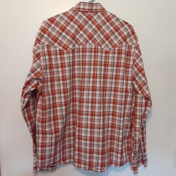 Wrangler Retro Pearl Snap Shirt Mens XL Red Plaid Long Sleeve Western Rodeo - Picture 7 of 9